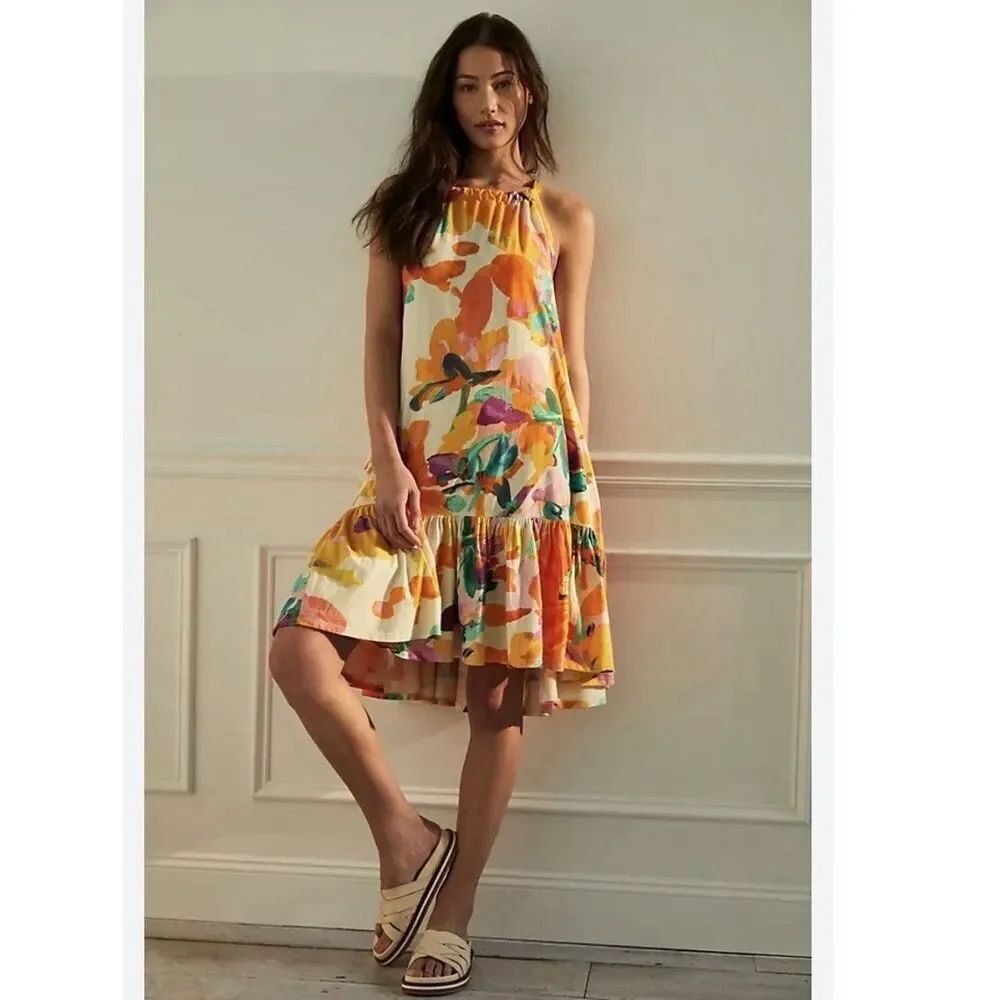 Daily Practice by Anthropologie Frida Cross Back Midi Dress Floral Size M Pocket